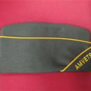 A hat with the word " amvets " written on it.